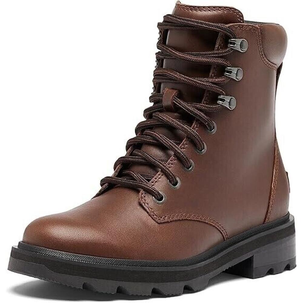 NEW SOREL Women's Lennox Lace Waterproof Boots Tobacco Black Size 7